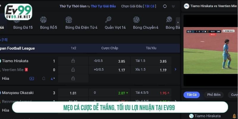 Hướng Dẫn Cách Đặt Cược Thể Thao EV99 Dành Cho Tân Thủ Mẹo cá cược dễ thắng, tối ưu lợi nhuận tại EV99